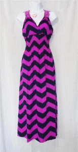 PRENDISOLE LUNGO STAMPA CHEVRON VIOLA E BLU MODA SPIAGGIA TAGLIA X-LARGE - Foto 1 di 4