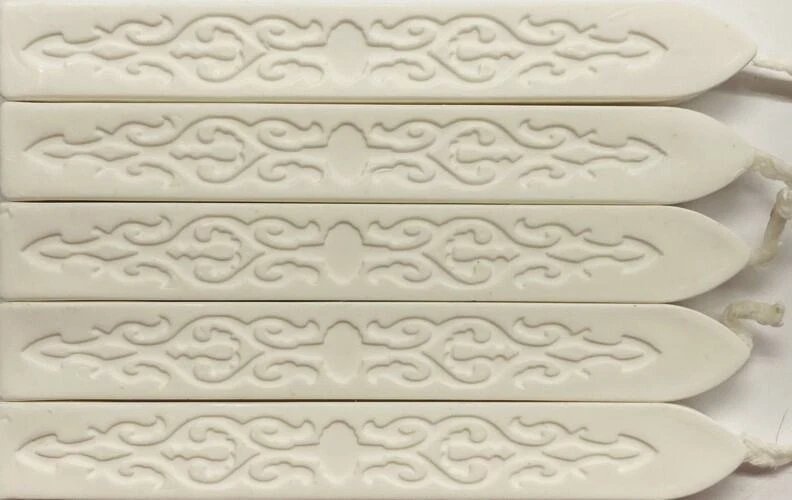 Cera de sellado blanca maciza (con mecha), 5 palos, ¡para hermosos sellos de cera! Foto 1 de 1