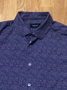 Bugatchi Shirt Mens Large Dressy 8 Way Stretch Geometric Ooohcotton Tech - Picture 1 of 7
