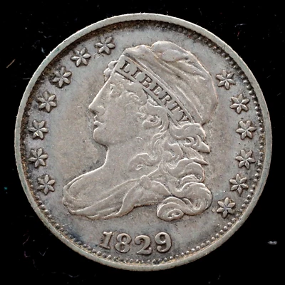 KAPPYSCOINS GH564 1829 ИЗЯЩНЫЙ ОРИГИНАЛЬНЫЙ EF XF ЭКСТРА ТОНКИЙ БЮСТ ДЕСЯТИЦЕНТОВИК - Изображение 1 из 4