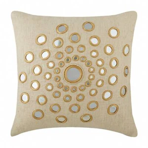 Pillow Cover Beige 16"x16", Home Decor Cotton Circles & Dots - Circle Of Life - Picture 1 of 10