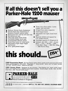 1970 Parker-Hale 1200 Mauser Rifle Original Print Ad - Picture 1 of 1