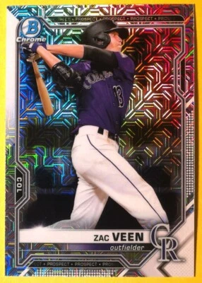 2021 Bowman Chrome Prospects Mojo Refractor #BCP-3 Zac Veen Colorado Rockies - Image 1 of 2