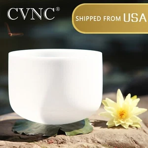 CVNC 432Hz 8inch C Frosted Quartz Crystal Singing Bowl Root Chakra Sound Healing - Picture 1 of 8