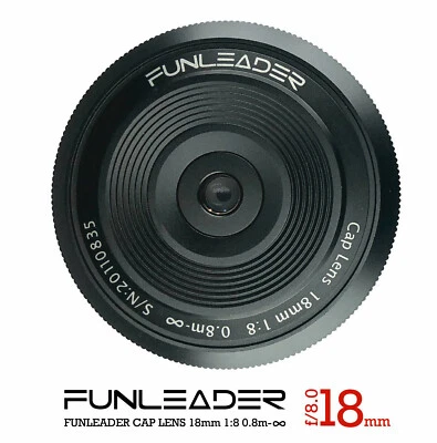 Funleader CapLens 18 mm f8,0 lente gran angular Pancake CapLens montaje R,Z,FX,E,TL Foto 1 de 4