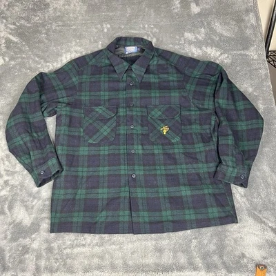 VTG 60s 70s Pendleton Wool Blackwatch Plaid Board Shirt Men 2XL Loop Collar USA - Image 1 of 4