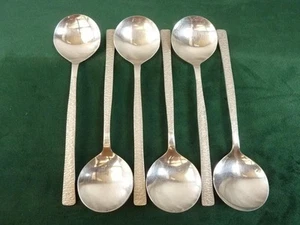 6 Vintage Viners Soup Spoons Viners Studio Gerald Benney Stainless #11 - Foto 1 di 1