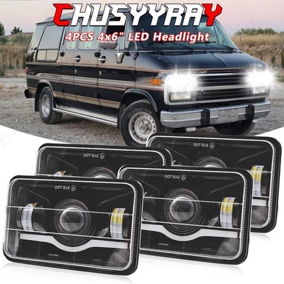 Faro LED 4x6"" haz alto/bajo DRL para Chevrolet G10 G20-G30 1992-1994 1995 4 un. Foto 1 de 4