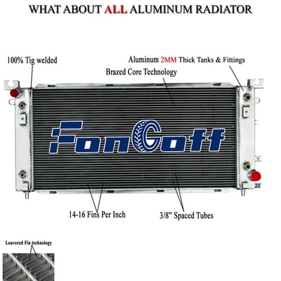 4 Row Radiator FOR 2016-2020 Chevrolet Suburban Tahoe/14-18 GMC Sierra 1500 - Image 1 of 4