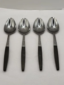 Vintage MCM Interpur INR2 Brown Handle Teaspoons Stainless Japan Set of 4 - Picture 1 of 10