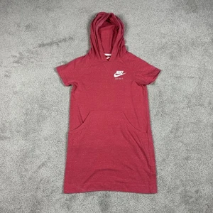 Nike Hoodie Dress Womens Large Red Short Sleeve Just Do It Pocket Organic Cotton - Picture 1 of 10