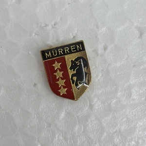Coat Of Arms Mürren, Switzerland Gold Tone Lapel Pin Travel Souvenir  - Picture 1 of 2