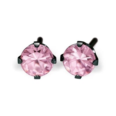 STUDEX Ohrstecker Ø4mm schwarz Cubic Zirkonia pink Chirurgenstahl antiallergisch - Bild 1 von 2