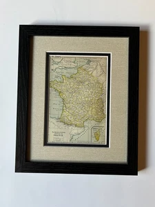 Mapa de Francia 1898 por Matthews-Northrup Co., enmarcado con doble tapete VER DESCRIPCIÓN - Imagen 1 de 4