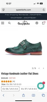 Sapato Feminino Queen Boho Couro Verde Monkstrap Tamanho 39 - Imagem 1 de 3