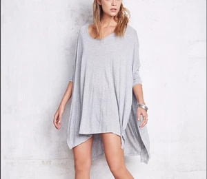 Free People Fp Beach Big Dipper Tee Oversized  Light Gray Tee Round Neck Loose - Picture 1 of 14