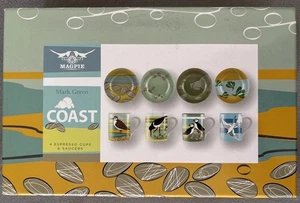 Espresso set Magpie Coast With  British shoreline birds by Mark Greco - Picture 1 of 6