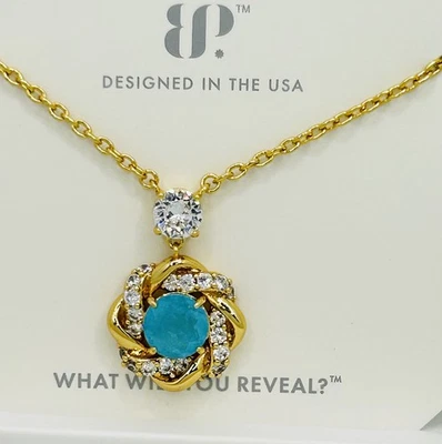 Collar chapado en oro de cuarzo azul aguamarina envuelto en Bomb Party NK58208 Foto 1 de 3