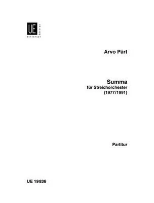 Summa Arvo Pärt Score String Orchestra Universal Edition - Image 1 of 4