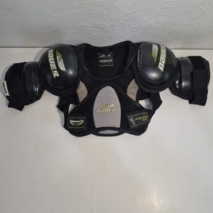 Almohadillas de hockey Bauer Impact SP500 S/P ajustables juveniles yth negras plateadas pequeñas - Imagen 1 de 14