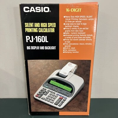 Casio PJ-160L  Printing Calculator 16 Digit Adding Machine Tax Exchange Decimal - Image 1 of 4