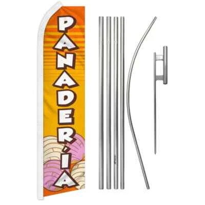 Panaderia Swooper Flutter Feather Advertising Bakery Flag & Pole Kit - Image 1 of 4