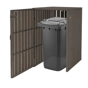 1er WPC-Mülltonnenbox HWC-J28, Mülltonnenverkleidung, Metall, 240l, grau - Bild 1 von 8