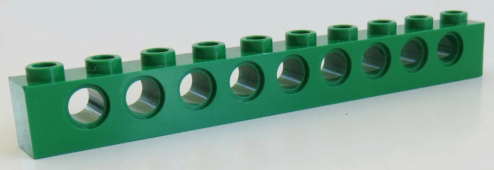 LEGO Technic - Stein / Brick 1 x 10 ( 2 Stück ), 9 Löcher, grün # 2730 - Bild 1 von 1
