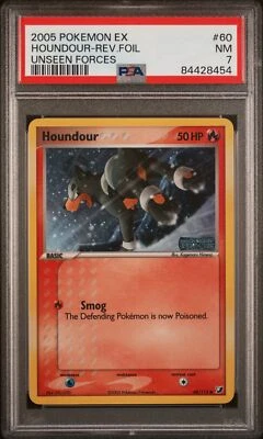 PSA 7 Houndour-Rev.Foil Unseen Forces #60 2005 Pokemon Ex 428454 - Image 1 of 2