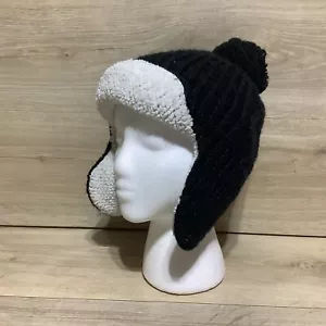 Oakley Trapper Beanie Adult One Size Black Acrylic Wool Poly Blend Ear Flap Pom - Picture 1 of 6