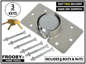 VAN HIGH SECURITY PADLOCK & HASP SET DOOR 75mm LOCK + 3 KEYS NUTS BOLTS FIXINGS - Picture 1 of 6