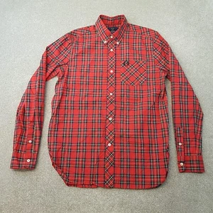 Fred Perry Reissues Mens Shirt Small Red Blue Check Casuals Mod Liam Wreath - Picture 1 of 10