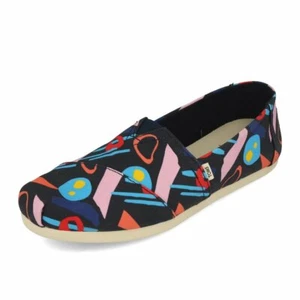 TOMS ALPARGATA CLASSIC WOMENS - BLUE NAVY SZ 8 - CENTURY PRINT CANVAS - Picture 1 of 4