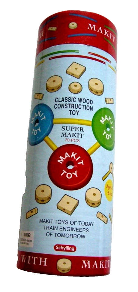 Super Makit Classic Wooden Construction Toy By Schylling, 70 Pieces, Brand New - Image 1 of 1
