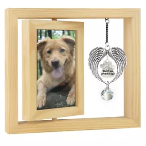 4x6 Pet Photo Natural Wooden Rotating Frame Pet Memorial Rememberance Gift - Picture 1 of 7
