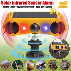 2025 New Solar Animal Repellent 129dB Sound Dog Barking Alarm Skunk Deer Raccoon - Picture 1 of 18