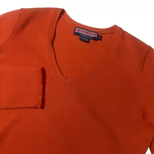 Vineyard Vines Women’s Small Orange Long Sleeve Wool Cashmere V Neck Sweater - Picture 1 of 6