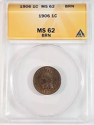 1906 Indian Head Cent ANACS MS62 46602018 Exquisite Coin Rare - Image 1 of 4