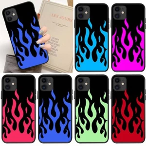 For Iphone 11 Pro Max XS XR X 5 6 6s 7 8+ SE Phone 2024 Flames Silicone - Picture 1 of 15