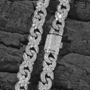 Ladies Flower Bracelet Clover Infinity Link Simulated Diamond 925 Silver Layered - Picture 1 of 3