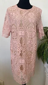 New Boohoo Women’s Blush 100% Polyester Lace Shift Dress Size 12, $80 - Picture 1 of 7