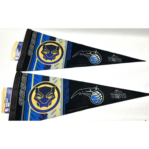 (2) WinCraft Orlando Magic 12" x 30" Large Logo Premium Pennant Wakanda Forever Cover