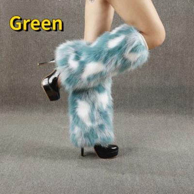 Mujeres Felpa Imitación Piel Zorro Calentadores de Piernas Cubiertas Lindo Esponjoso Bota Puños Calcetines Moda Foto 1 de 4