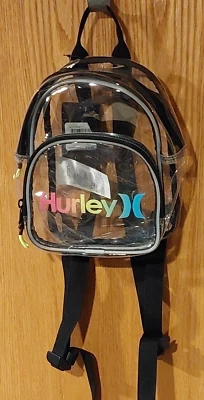 Nueva Mochila Hurley Mini Transparente Transparente Borde Negro Foto 1 de 3