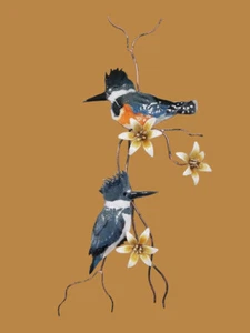 Bovano - Wall Sculpture - Male & Female Kingfisher - Picture 1 of 3