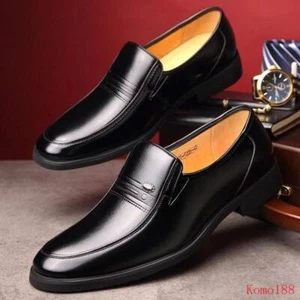 Mens Summer pu Leather hole Breathble Pointed Toe slip on dress formal Shoes new - Picture 1 of 12
