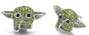 Star Wars Baby Yoda Grogu Rhinestone Green Crystal Earrings Studs NEW - Picture 1 of 1