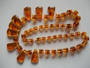 Vintage Baltic/Latvian pressed amber necklace, 100 grams, 29 inches long - Picture 1 of 6