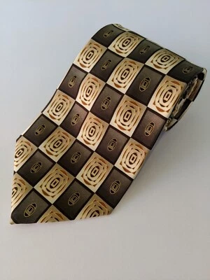 Галстук мозаика ручной работы шелк абстрактный аккуратный геометрический золотой, серый 57 «L 4» W - Изображение 1 из 4