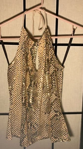 EUC Vintage Formula X 80’s/90’s Gold Sequins Halter Top Small Made In USA - Picture 1 of 10